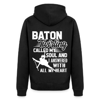 Baton Twirling Called My Soul - Unisex Premium Organic Zip Hoodie - black - Back - Nico (187cm)