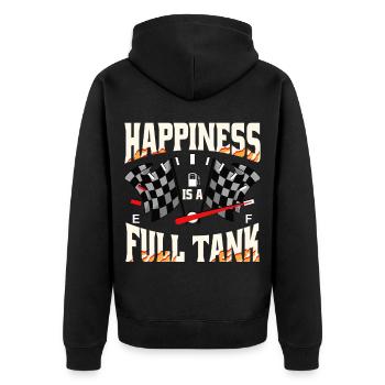 Petrolhead Auto Tuning Happiness Is A Full Tank - Unisex Premium Bio Zip Hoodie - Schwarz - Hinten - Nico (187cm)