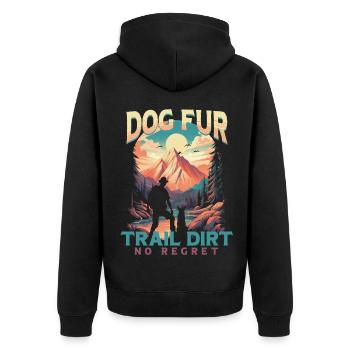 Trail Dog Wanderhund Trekker - Unisex Premium Bio Zip Hoodie - Schwarz - Hinten - Nico (187cm)