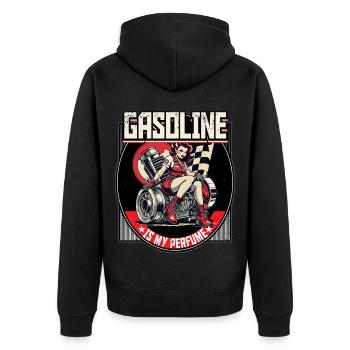Petrolhead Auto Tuning Gasoline Is My Perfume - Unisex Premium Bio Zip Hoodie - Schwarz - Hinten - Nico (187cm)