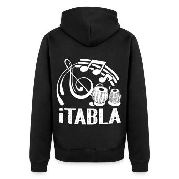 Tabla Funny Tabla - Unisex Premium Organic Zip Hoodie - black - Back - Nico (187cm)