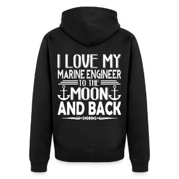Marine Engineer I Love My Marine Engineer - Unisex Premium Organic Zip Hoodie - black - Back - Nico (187cm)