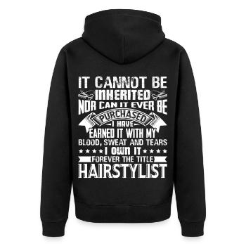 Hair Stylist Forever The Title Hair Stylist - Unisex Premium Organic Zip Hoodie - black - Back - Nico (187cm)