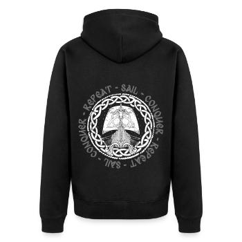 Viking Culture païenne Naviguer Conquérir Répéter - Veste à capuche bio Premium Unisexe - noir - Dos - Nico (187cm)