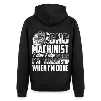CNC Machinist I am A CNC Machinist - Unisex Premium Organic Zip Hoodie - black - Back - Nico (187cm)