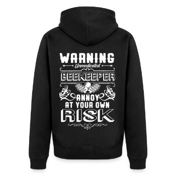 Beekeeper Beekeeper Warning - Unisex Premium Organic Zip Hoodie - black - Back - Nico (187cm)