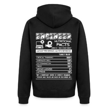 Engineer Nutritional Facts - Unisex Premium Organic Zip Hoodie - black - Back - Nico (187cm)