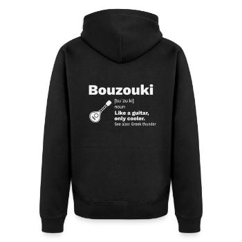 Bouzouki Hellas Lute Rembetiko Lexicon Definition - Unisex Premium Organic Zip Hoodie - black - Back - Nico (187cm)