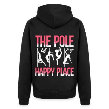Pole Dancing Poledancing The Pole My Happy Place - Unisex Premium Organic Zip Hoodie - black - Back - Nico (187cm)