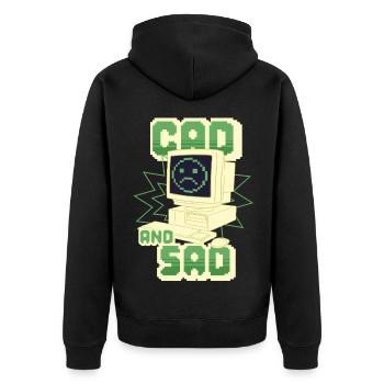 Engineer Engineering CAD And Sad - Unisex Premium Organic Zip Hoodie - black - Back - Nico (187cm)