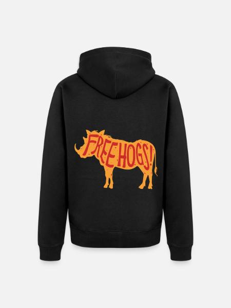 Wildschwein Wildschweinjagd Free Hogs! - Unisex Premium Bio Zip Hoodie - Schwarz