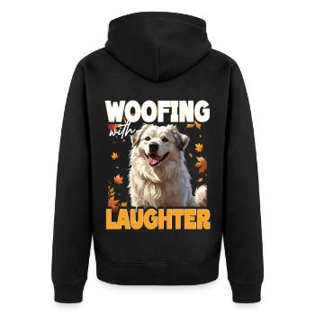 Alabai Hund Woofing With Laughter - Unisex Premium Bio Zip Hoodie - Schwarz - Hinten - Nico (187cm)