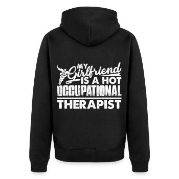 My Girlfriend Is A Hot Occupational Therapist - Unisex Premium Organic Zip Hoodie - black - Back - Nico (187cm)