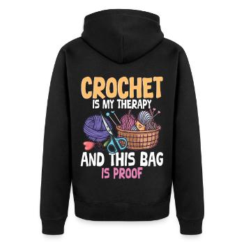 Häkeln Stricken - Unisex Premium Bio Zip Hoodie - Schwarz - Hinten - Nico (187cm)