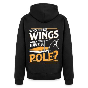 Stabhochsprung Stabspringer Stabhochspringer - Unisex Premium Bio Zip Hoodie - Schwarz - Hinten - Nico (187cm)