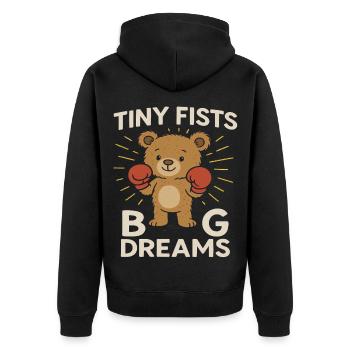 Kleine Fäuste große Träume Sport Ziele Kind - Unisex Premium Bio Zip Hoodie - Schwarz - Hinten - Nico (187cm)