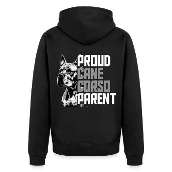 Cane Corso Dog Proud Cane Corso Parent - Unisex Premium Organic Zip Hoodie - black - Back - Nico (187cm)