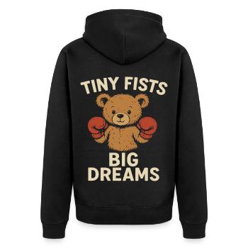 Kleine Fäuste große Träume Sport Ziele Kind - Unisex Premium Bio Zip Hoodie - Schwarz - Hinten - Nico (187cm)