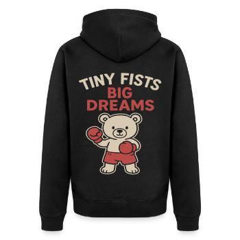 Kleine Fäuste große Träume Sport Ziele Kind - Unisex Premium Bio Zip Hoodie - Schwarz - Hinten - Nico (187cm)