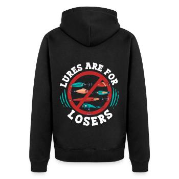 Flathead Catfish Lures Are For Losers - Unisex Premium Organic Zip Hoodie - black - Back - Nico (187cm)