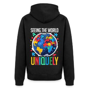 Autisme : voir le monde de manière unique - Veste à capuche bio Premium Unisexe - noir - Dos - Nico (187cm)