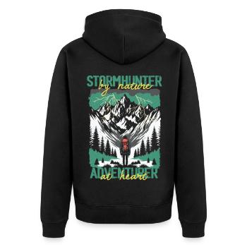 Sturmjäger Meteorologe - Unisex Premium Bio Zip Hoodie - Schwarz - Hinten - Nico (187cm)
