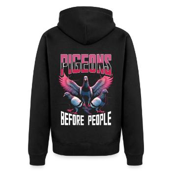 Tauben Taubenzüchter Brieftauben - Unisex Premium Bio Zip Hoodie - Schwarz - Hinten - Nico (187cm)