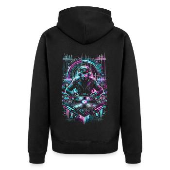 DJ futuriste Neon Techno EDM Party Festival - Veste à capuche bio Premium Unisexe - noir - Dos - Nico (187cm)