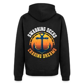 Deckhand Deckhelpers Swabbing Decks - Unisex Premium Organic Zip Hoodie - black - Back - Nico (187cm)