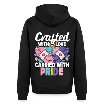 Häkeln Stricken - Unisex Premium Bio Zip Hoodie - Schwarz - Hinten - Nico (187cm)
