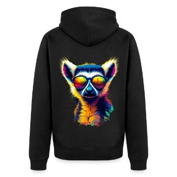 Dj Lemur with Sunglasses T-Shirt - Unisex Premium Organic Zip Hoodie - black - Back - Nico (187cm)