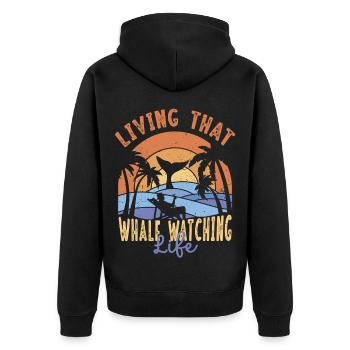 Walbeobachtung Vivre cette vie d’observation des baleines - Veste à capuche bio Premium Unisexe - noir - Dos - Nico (187cm)