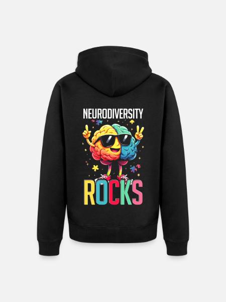 Autistisk Autistisk Autisme Neurodiversitet rocker - Premium økologisk unisex-hættejakke - sort