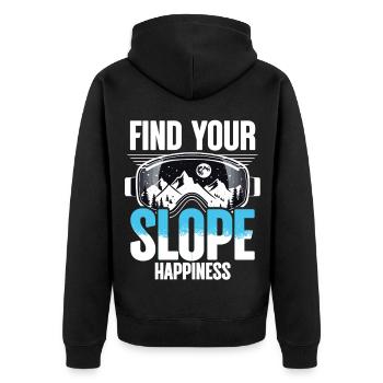Ski Skifahrer Find your slope happiness - Unisex Premium Bio Zip Hoodie - Schwarz - Hinten - Nico (187cm)