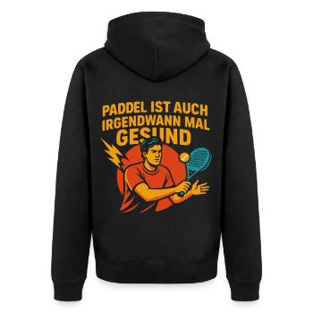 Paddel Tennis Training Design Motivation - Unisex Premium Bio Zip Hoodie - Schwarz - Hinten - Nico (187cm)