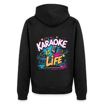 Karaoke Is Life Karaokesänger - Unisex Premium Bio Zip Hoodie - Schwarz - Hinten - Nico (187cm)