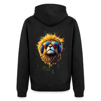 Dj Meerkat Cat with Sunglasses T-Shirt - Unisex Premium Organic Zip Hoodie - black - Back - Nico (187cm)