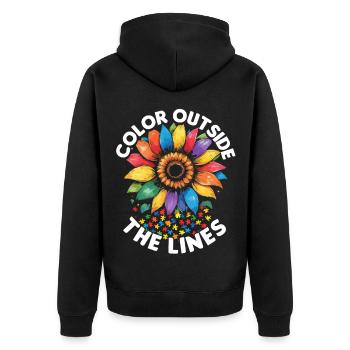 Autist Autistisch Autismus Color outside the lines - Unisex Premium Bio Zip Hoodie - Schwarz - Hinten - Nico (187cm)