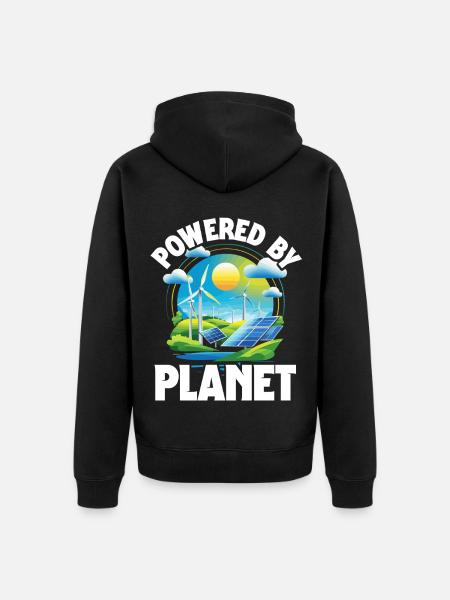 Umweltschützer Powered by Planet - Unisex Premium Bio Zip Hoodie - Schwarz