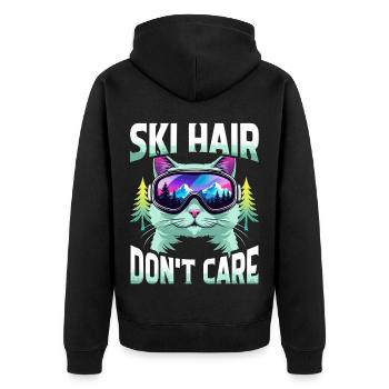 Ski Skifahrer Wintersport Ski hair don't care - Unisex Premium Bio Zip Hoodie - Schwarz - Hinten - Nico (187cm)