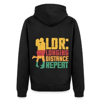 Fernbeziehung Longing Distance Répéter - Veste à capuche bio Premium Unisexe - noir - Dos - Nico (187cm)
