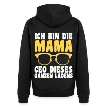 Mutter Team Mama - Unisex Premium Bio Zip Hoodie - Schwarz - Hinten - Nico (187cm)