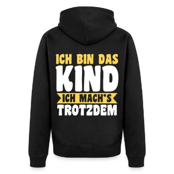 Daughter Son - Unisex Premium Organic Zip Hoodie - black - Back - Nico (187cm)