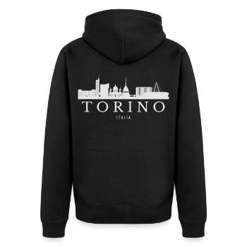 Turin Skyline, Turin Italie - Veste à capuche bio Premium Unisexe - noir - Dos - Nico (187cm)