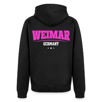 Weimar Germany Pink Retro Logo - Unisex Premium Organic Zip Hoodie - black - Back - Nico (187cm)