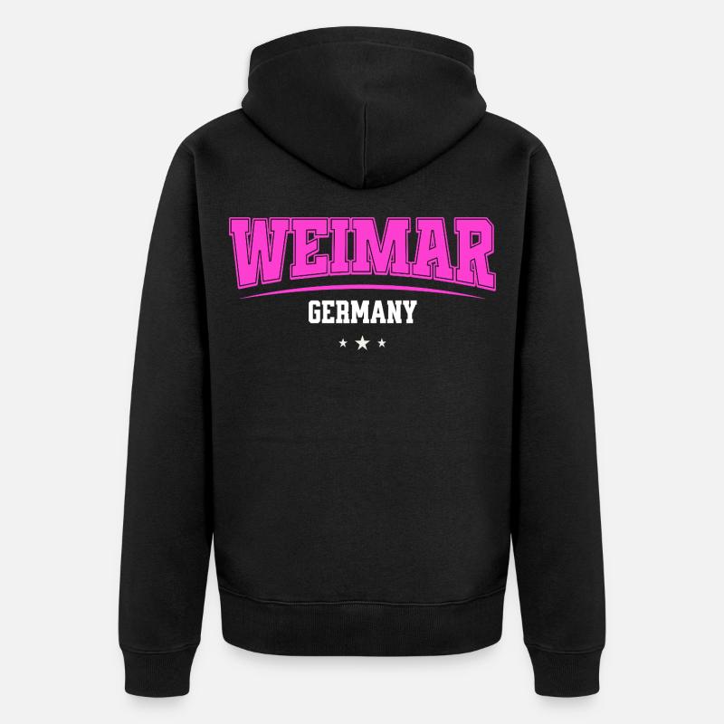 Logo rétro rose de Weimar, Allemagne - Veste à capuche bio Premium Unisexe - noir