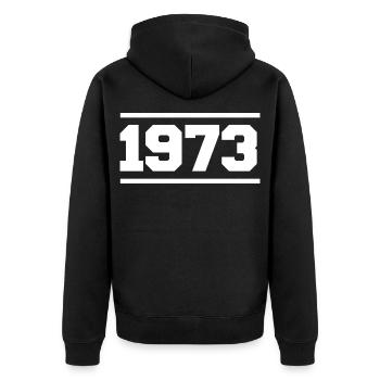 1973 Cadeau rétro 1973 - Veste à capuche bio Premium Unisexe - noir - Dos - Nico (187cm)