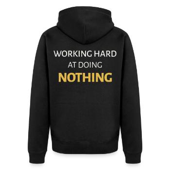 Travailler dur pour ne rien faire - Veste à capuche bio Premium Unisexe - noir - Dos - Nico (187cm)