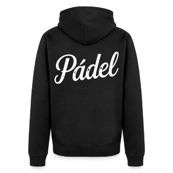 Fun Padel I Can't I Have Padel Padelist - Unisex Premium Organic Zip Hoodie - black - Back - Nico (187cm)