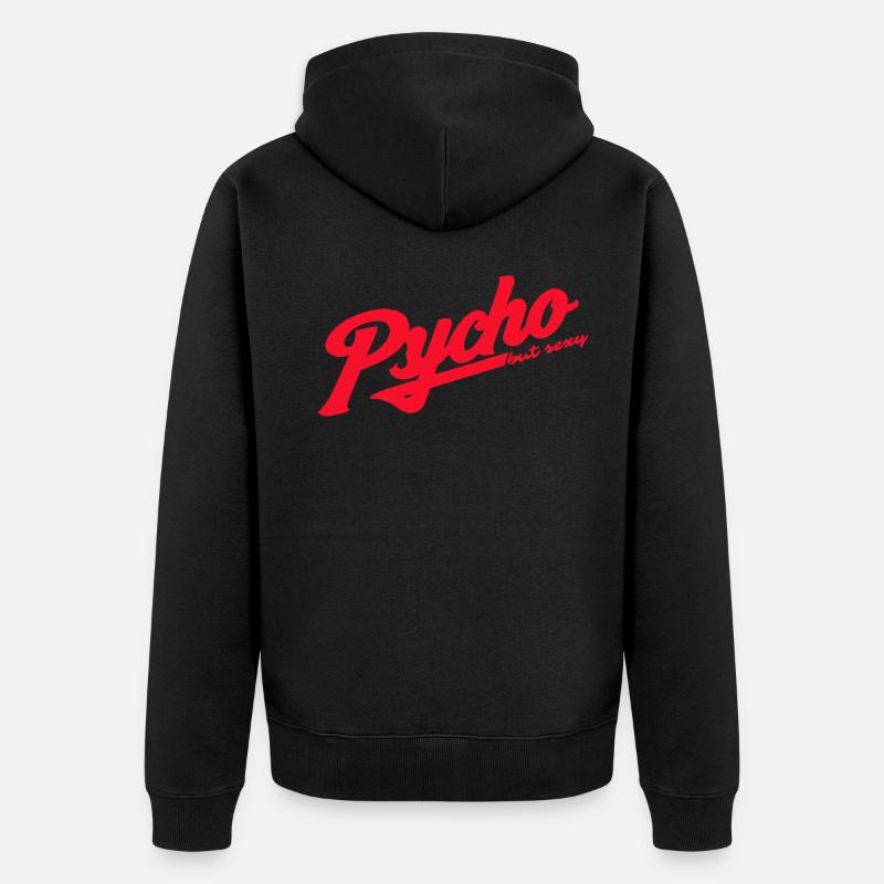 Psycho Retro Script Logo - Unisex Premium Bio Zip Hoodie - Schwarz